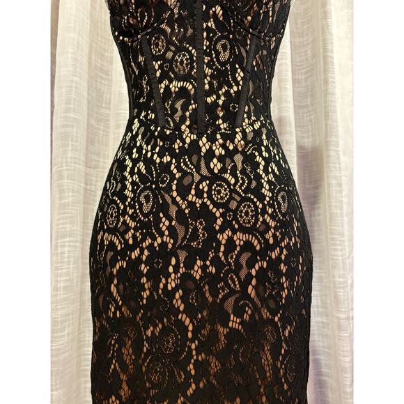NWT Showpo Makenzie Midi Dress Strappy Corset Lace Slip Dress in Black Size 2 XS - Picture 4 of 9